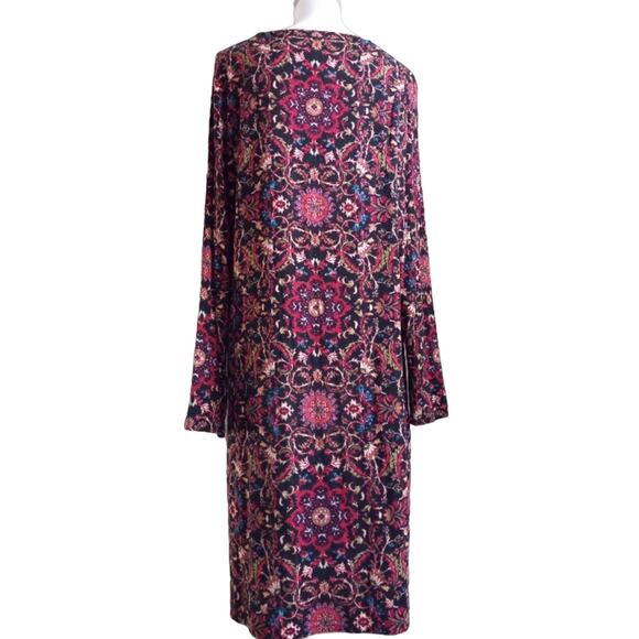 GUC J.Jill Dress Multicolor Floral Relaxed BabyDoll Drape Long Sleeve Boho - Picture 3 of 13